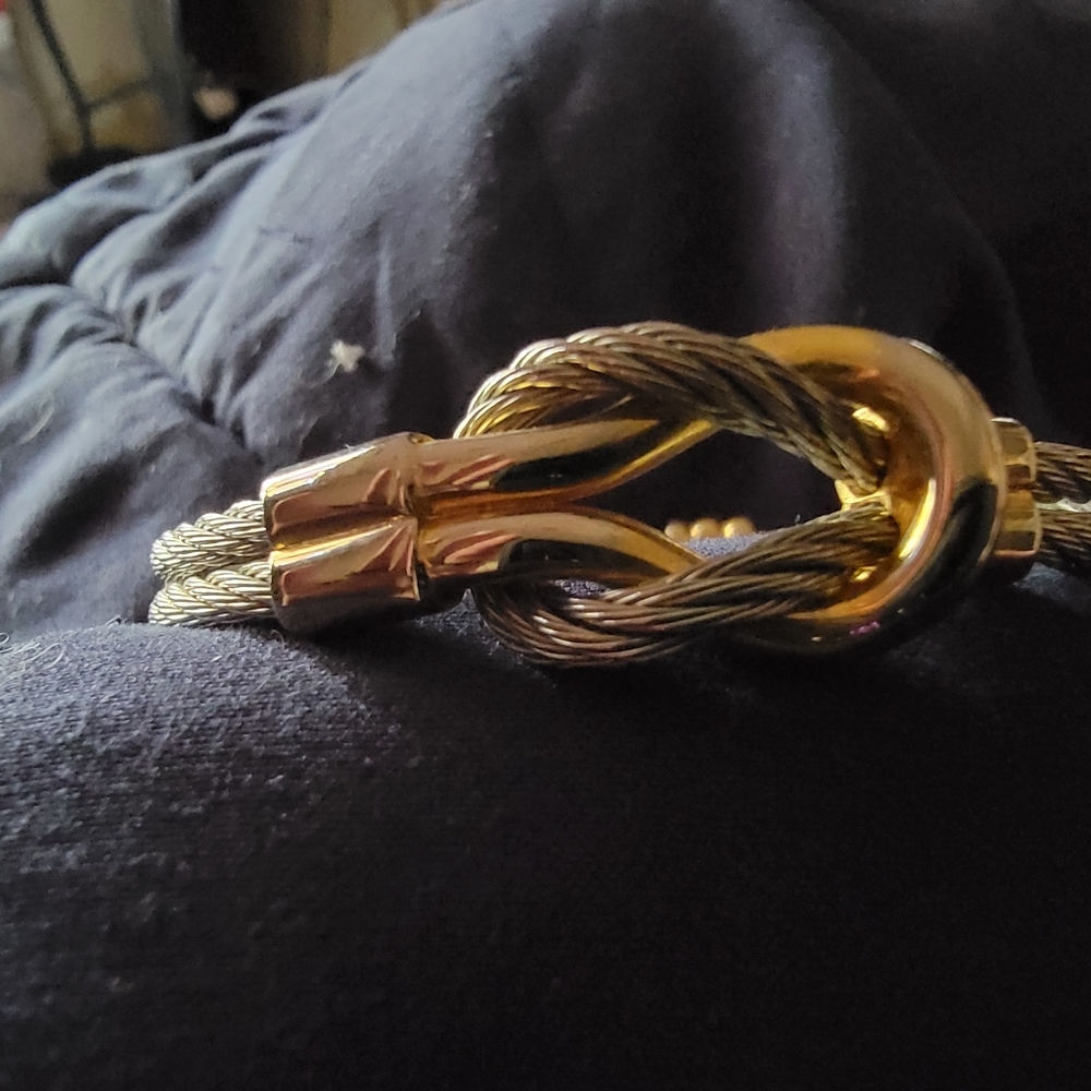 Gold plated and stainless steel rope bracelet
